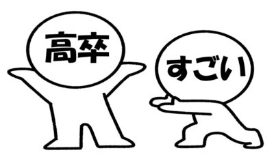高卒をすごいと褒める棒人間
