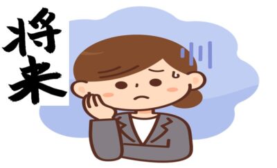 パープル企業に入社後、将来が不安になるスーツの女性