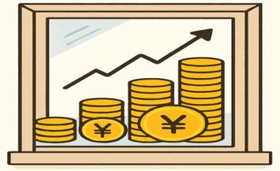 窓際に投資によって増やしたお金が積み上がっていっている